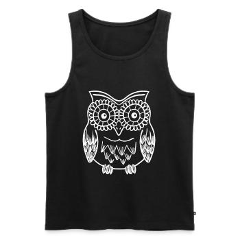 Funny Owl Night Bird - Men's Premium Organic Tank Top - black - Front - Michal (187cm)