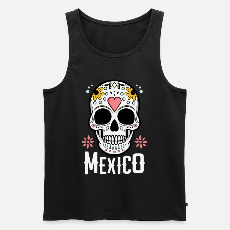 Sugar Skull Mexiko - Männer Premium Bio Tank Top - Schwarz