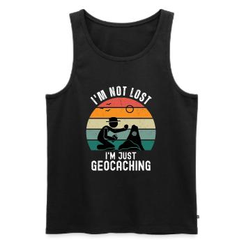 I'm Not Lost I'm Just Geocaching - Männer Premium Bio Tank Top - Schwarz - Vorne - AI Model Male 178 light (178cm)