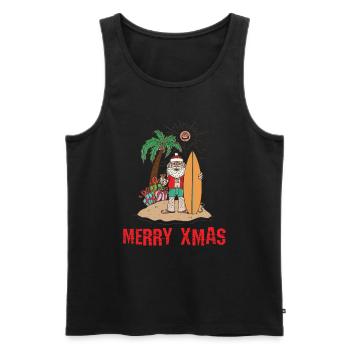 Santa Claus Surfer Santa Claus Gift Surfing - Men's Premium Organic Tank Top - black - Front - AI Model Male 178 light (178cm)