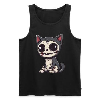 Chat Halloween Drôle Zombie - Débardeur bio Premium Homme - noir - Devant - AI Model Male 178 light (178cm)