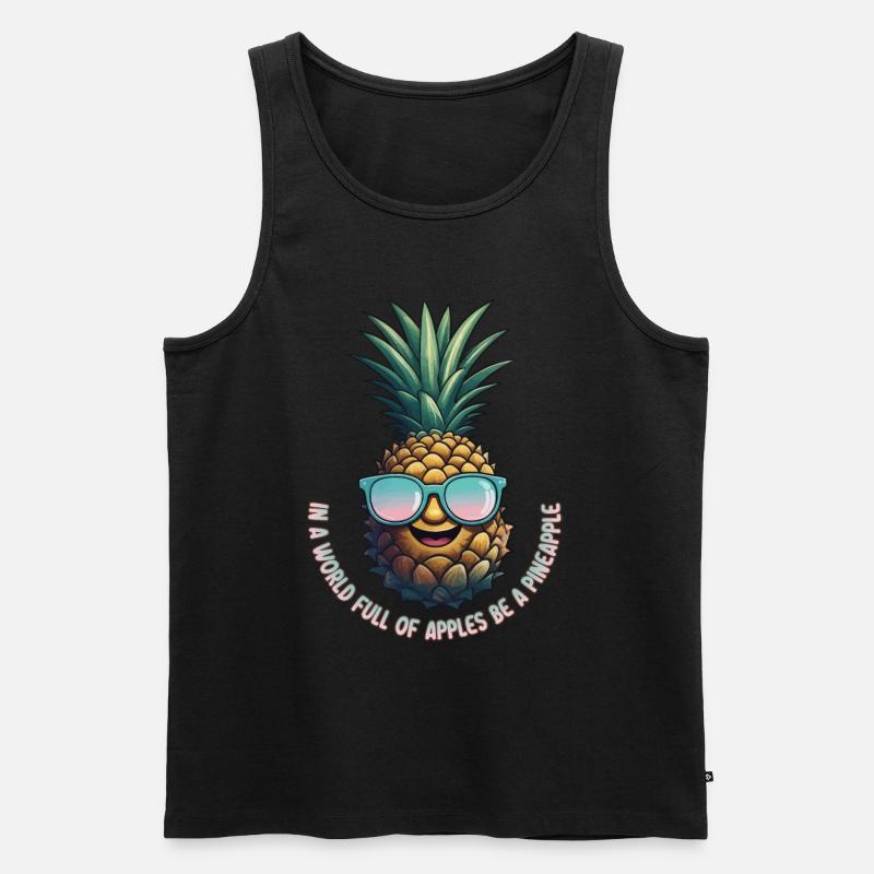 Ananas Pineapple Cool Sonnenbrille Geschenk - Männer Premium Bio Tank Top - Schwarz