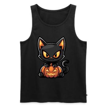 Cat Halloween Cat - Men's Premium Organic Tank Top - black - Front - AI Model Male 178 light (178cm)