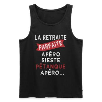 retraite parfaite sieste pétanque apero - Débardeur bio Premium Homme - noir - Devant - AI Model Male 178 light (178cm)