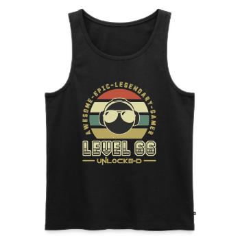 66 - Men's Premium Organic Tank Top - black - Front - AI Model Male 178 light (178cm)