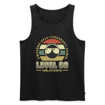 60 - Men's Premium Organic Tank Top - black - Front - AI Model Male 178 light (178cm)