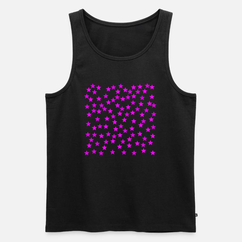 Rosa Sterne Geschenkidee pink - Männer Premium Bio Tank Top - Schwarz
