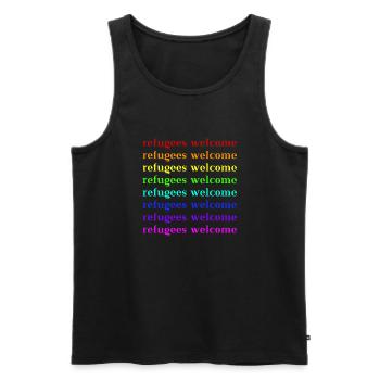 Refugees Welcome Geschenkidee - Männer Premium Bio Tank Top - Schwarz - Vorne - AI Model Male 178 light (178cm)