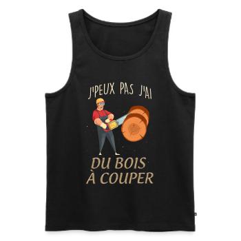 j'peux pas j'ai du bois à couper - Débardeur bio Premium Homme - noir - Devant - AI Model Male 178 light (178cm)