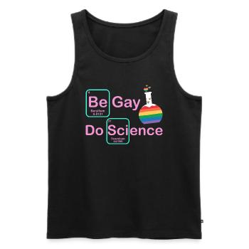 Be Gay Do Science Humour LGBT et Chimie - Débardeur bio Premium Homme - noir - Devant - AI Model Male 178 light (178cm)