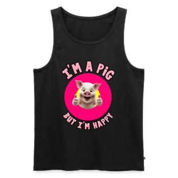 I'm a pig but I'm happy - Men's Premium Organic Tank Top - black - Front - Michal (187cm)