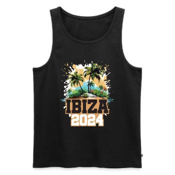 Ibiza 2024 Travel Holidays - Men's Premium Organic Tank Top - black - Front - Michal (187cm)