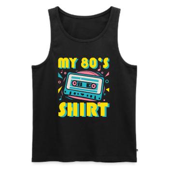 T shirt année 80 s - Débardeur bio Premium Homme - noir - Devant - Michal (187cm)