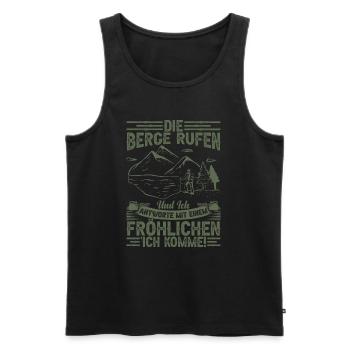 Trekking Bergsteigen Outdoor Berge Wandern - Männer Premium Bio Tank Top - Schwarz - Vorne - Michal (187cm)