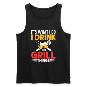 Es Ist Was Ich Tue Ich Trinke Und Grille - Männer Premium Bio Tank Top - Schwarz - Vorne - AI Model Male 178 light (178cm)