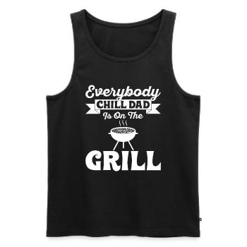 Jeder Chill Dad Ist Auf Dem Grill - Vater - Männer Premium Bio Tank Top - Schwarz - Vorne - Michal (187cm)