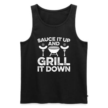 Grill Spruch BBQ Party - Grillen - Männer Premium Bio Tank Top - Schwarz - Vorne - AI Model Male 178 light (178cm)