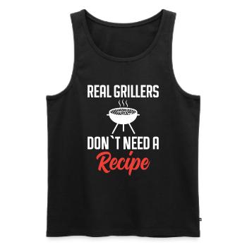 Echte Griller Brauchen Kein Rezept - Grillen - Männer Premium Bio Tank Top - Schwarz - Vorne - AI Model Male 178 light (178cm)