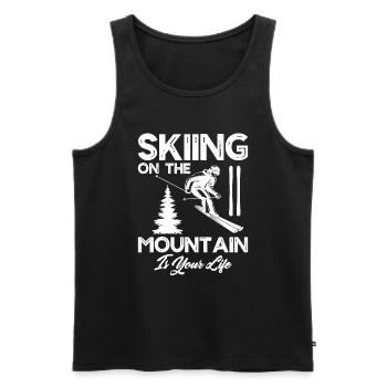 Skifahren Am Berg Ist Dein Leben - Skifahren - Männer Premium Bio Tank Top - Schwarz - Vorne - AI Model Male 178 light (178cm)