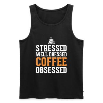 Gestresster Gut Gekleideter Kaffee Besessen Kaffee - Männer Premium Bio Tank Top - Schwarz - Vorne - AI Model Male 178 light (178cm)