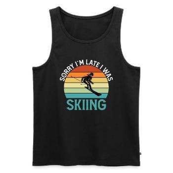 Sorry I'm late I was skiing skiing - Men's Premium Organic Tank Top - black - Front - Michal (187cm)