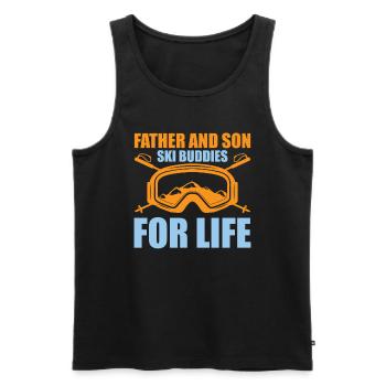 Vater Und Sohn Ski Freunde Fürs Leben - Vater - Männer Premium Bio Tank Top - Schwarz - Vorne - Michal (187cm)