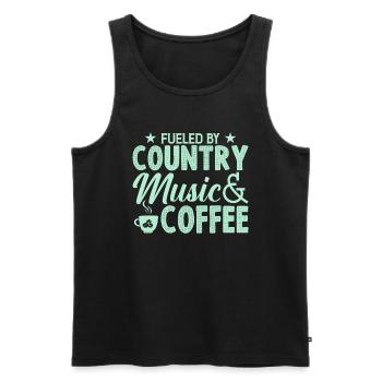 Durch Country Musik Und Kaffee Angeheizt - Männer Premium Bio Tank Top - Schwarz - Vorne - Michal (187cm)