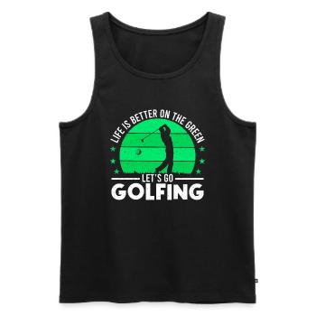 Life is better on the green Let us play golf - Men's Premium Organic Tank Top - black - Front - Michal (187cm)