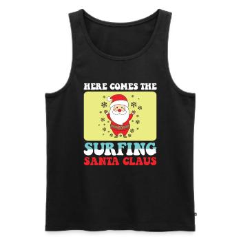 Voici le Surfing Santa Claus - Noël - Débardeur bio Premium Homme - noir - Devant - AI Model Male 178 light (178cm)
