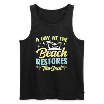 A day at the beach restores the soul - Men's Premium Organic Tank Top - black - Front - AI Model Male 178 light (178cm)