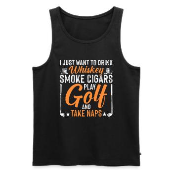 Ich möchte Trinken Rauchen Golfen Und Schlafen - Männer Premium Bio Tank Top - Schwarz - Vorne - Michal (187cm)