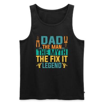 Papa L’homme Le mythe Le réparer Légende Père - Débardeur bio Premium Homme - noir - Devant - Michal (187cm)