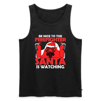 Be nice to the firefighter, Santa Claus sees - Men's Premium Organic Tank Top - black - Front - Michal (187cm)