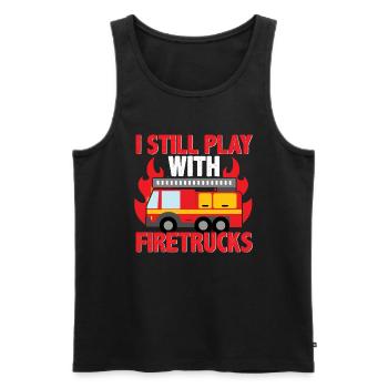 Ich Spiele Immer Noch Mit Feuerwehrautos - Männer Premium Bio Tank Top - Schwarz - Vorne - Michal (187cm)