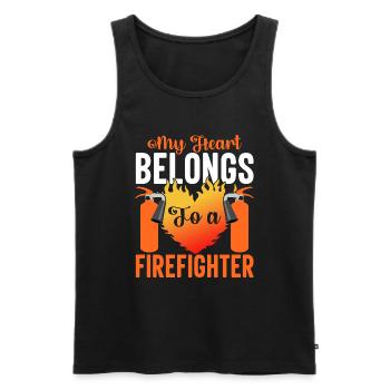 My heart belongs to a firefighter - Men's Premium Organic Tank Top - black - Front - Michal (187cm)