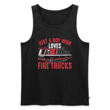 Seulement un garçon qui aime les camions de pompiers - pompiers - Débardeur bio Premium Homme - noir - Devant - Michal (187cm)
