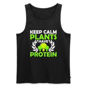 Bleibe Ruhig Pflanzen Haben Proteine - Vegan - Männer Premium Bio Tank Top - Schwarz - Vorne - AI Model Male 178 light (178cm)