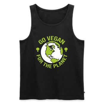 Devenez végétalien pour la planète - Activiste - Débardeur bio Premium Homme - noir - Devant - Michal (187cm)