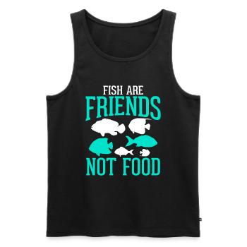 Les Poissons sont amis Pas de nourriture - végétalien - Débardeur bio Premium Homme - noir - Devant - AI Model Male 178 light (178cm)