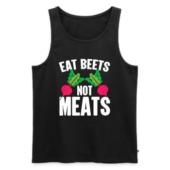 Beets Don't Eat Meat - Funny Vegan - Men's Premium Organic Tank Top - black - Front - Michal (187cm)