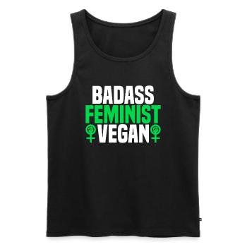 Badass Feminist Vegan - Aktivistin Für Veganismus - Männer Premium Bio Tank Top - Schwarz - Vorne - Michal (187cm)