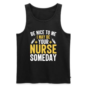 Be nice to me maybe one day I will be - Men's Premium Organic Tank Top - black - Front - Michal (187cm)