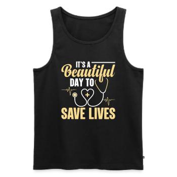 It's a beautiful day to save lives - Men's Premium Organic Tank Top - black - Front - Michal (187cm)