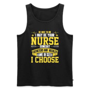 Be nice to me maybe one day I will be - Men's Premium Organic Tank Top - black - Front - Michal (187cm)