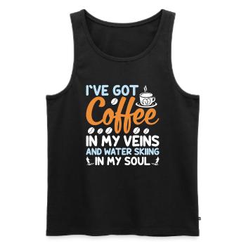 I have coffee in my veins and water skiing - Men's Premium Organic Tank Top - black - Front - Michal (187cm)