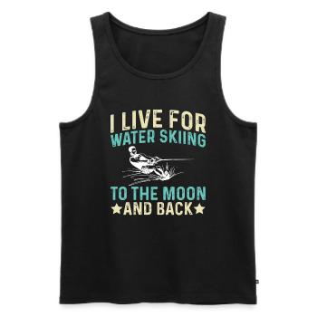 Ich Lebe Für Wasserskifahren Zum Mond Und Zurück - Männer Premium Bio Tank Top - Schwarz - Vorne - Michal (187cm)