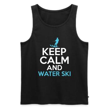 Stay calm and water ski - Men's Premium Organic Tank Top - black - Front - AI Model Male 178 light (178cm)