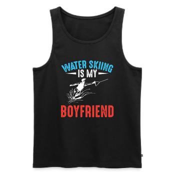 Water skiing is my friend - Waterskier - Men's Premium Organic Tank Top - black - Front - AI Model Male 178 light (178cm)