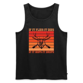 When Ees flies it dies When it jumps it falls - Men's Premium Organic Tank Top - black - Front - AI Model Male 178 light (178cm)