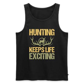 Hunting keeps life exciting - Men's Premium Organic Tank Top - black - Front - Michal (187cm)